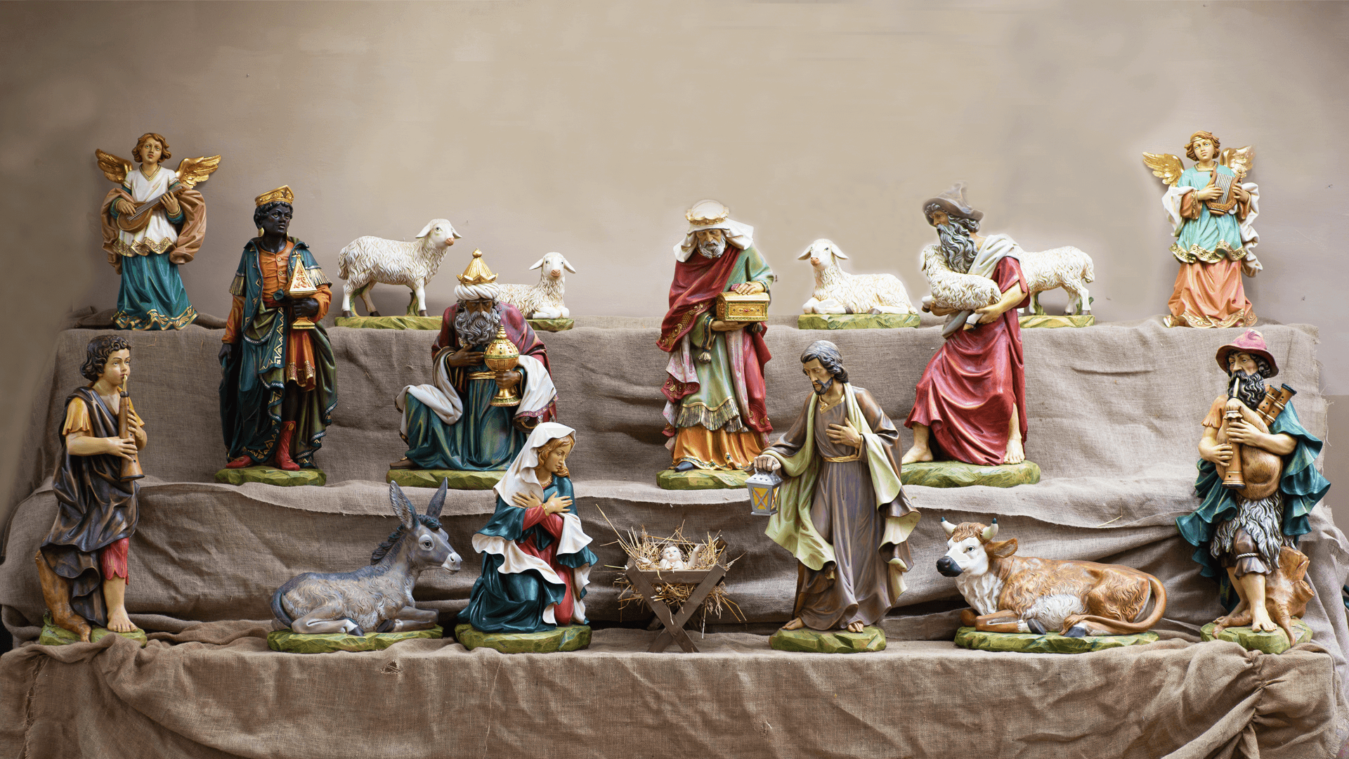 Statuine presepe: nativita linea martino landi set presepe da cm 12 in resina de